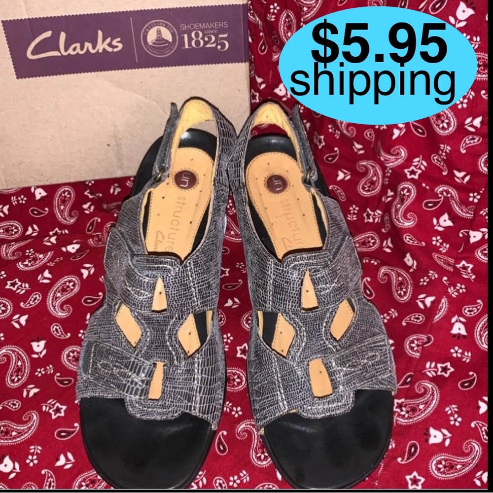 CLARK'S LEATHER Comfort Sandals - Picture 2 of 13